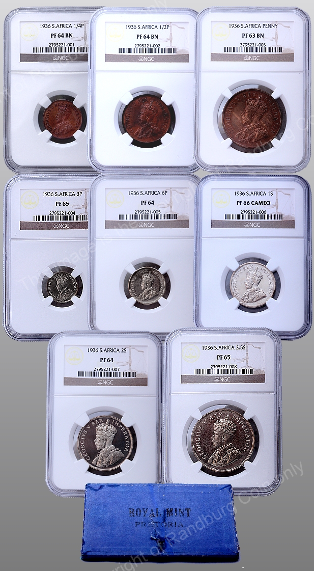 1936_Union_SA_Short_Proof_High_Grade_NGC_Slabbed_Set