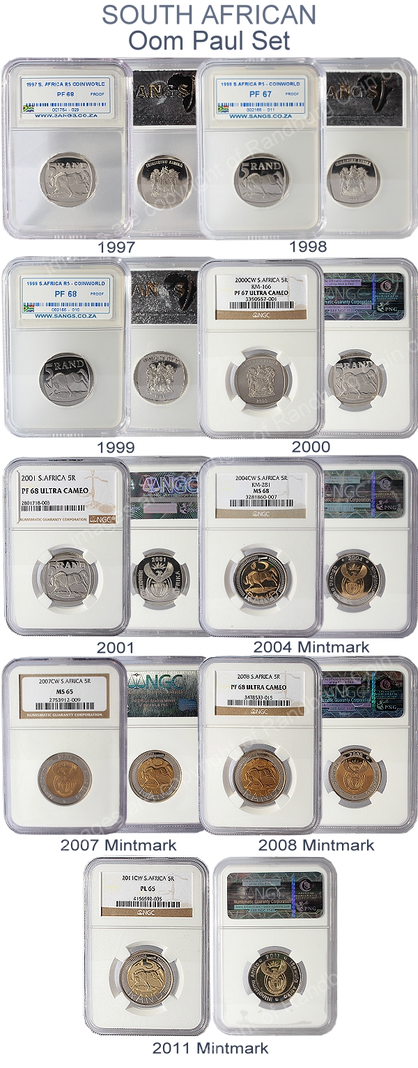 1997_to_2011_SA_R5_Oom_Paul_Coin_World_Set