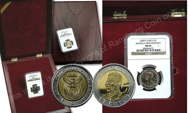 2008_R5_Mandela_Birthday_Bi_Metal_Coins_Grades_MS66_Slabbed