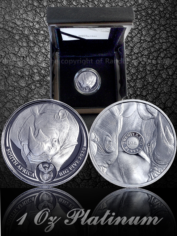 2020 1oz Proof Platinum Rhino Big Five Coin