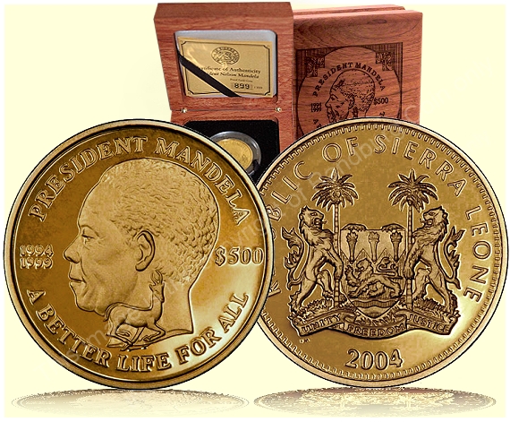 2004 Gold 1 oz Sierra Leone Mandela Better Life