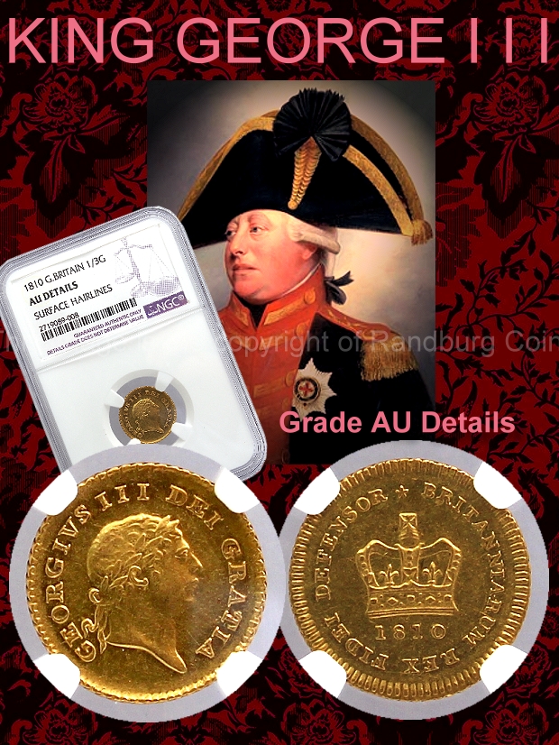 1810 Gold Great Britain Third Guinea Grade AU Details George III