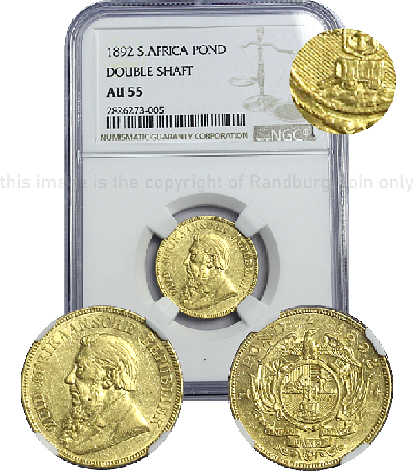 1892 Gold Pond ZAR Double Shaft Graded AU55a