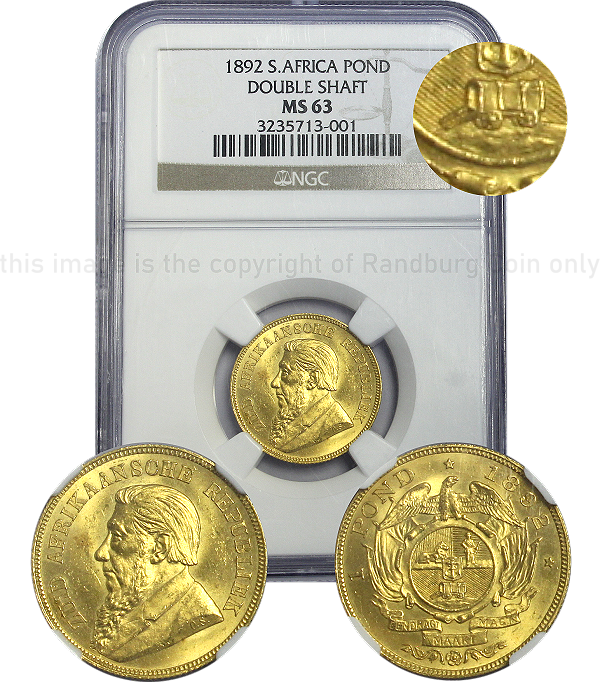 1892 Gold Pond ZAR Double Shaft Graded MS63a