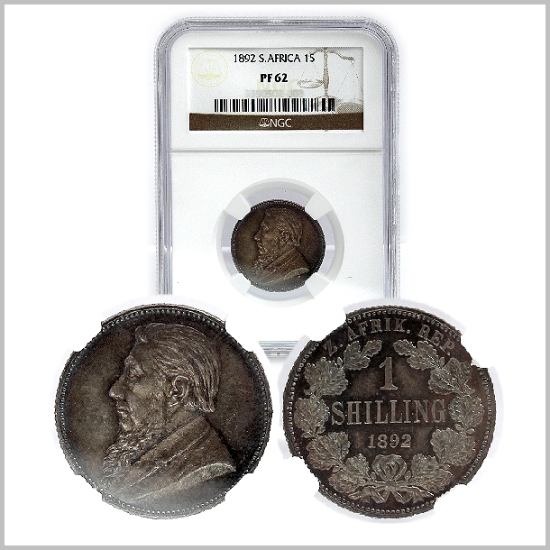 1892 ZAR Silver 1 Shilling PF62 NGC Graded