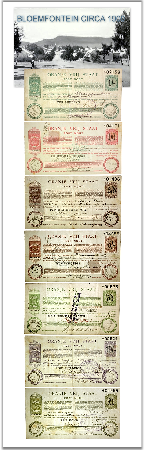 1898 and 1899 Post Noote of the Oranje Frij Staat