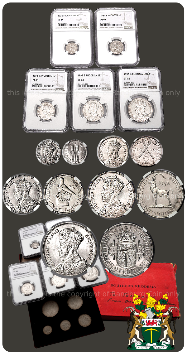 1932 5 Coin Silver Proof Set Rhodesia a