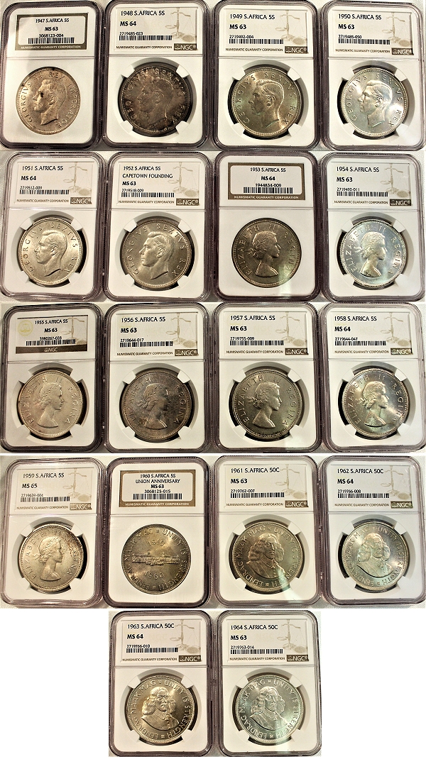 1947 to 1964 Union NGC Graded Mint State Crown Set ob