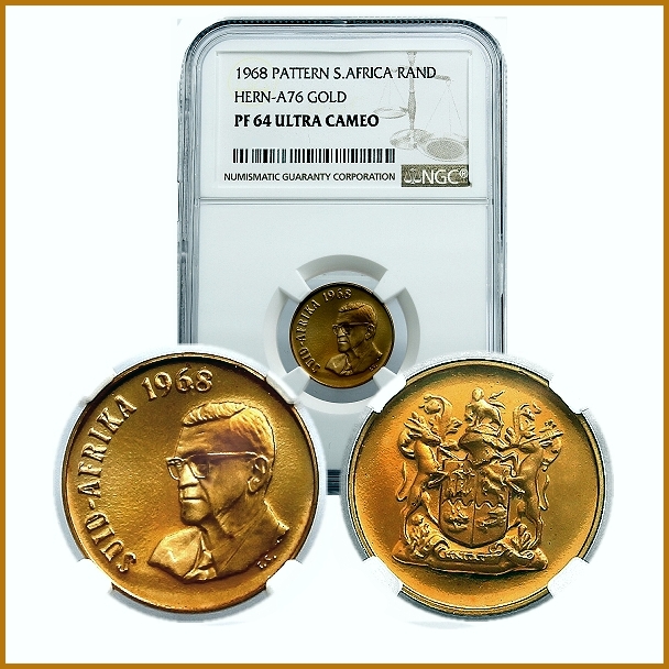 1968 Gold Proof R1 RSA Pattern Graded PF64 Ultra Cameo