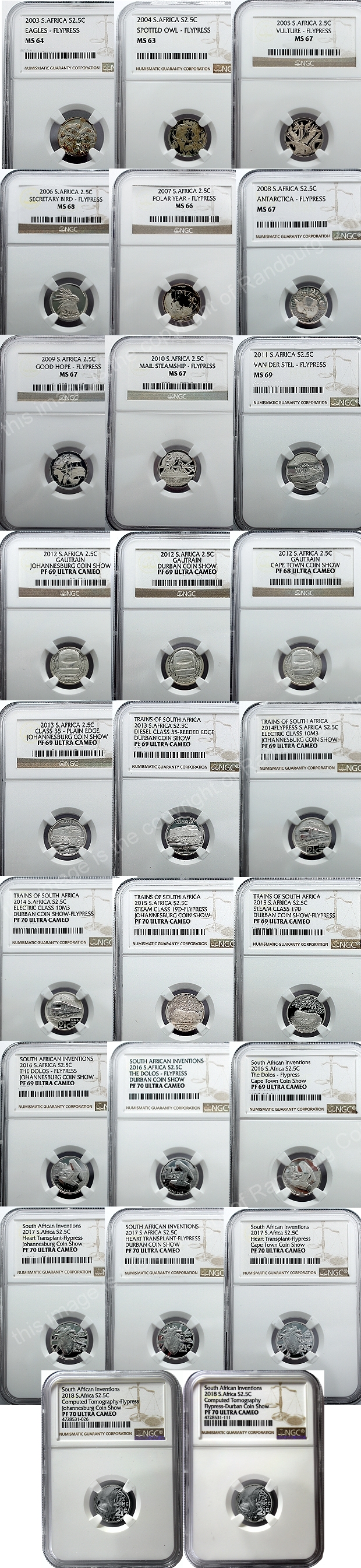 2003 to 2018 Flypress Tickey Silver Proof set