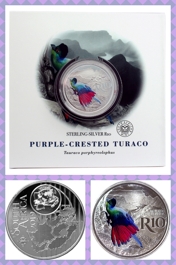 2019 Sterling Silver R10 Purple Crested Turaco Biosphere composite