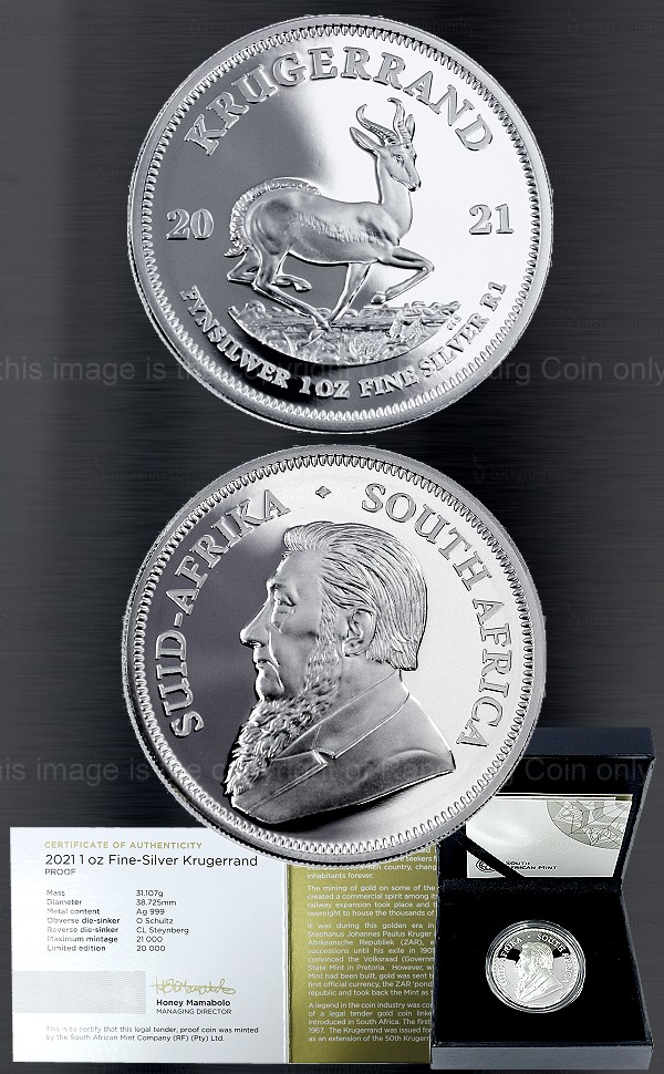 2021 1oz Fine Silver Proof Krugerrand