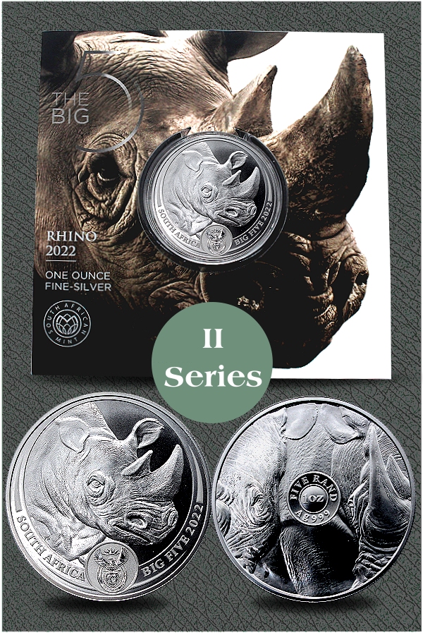 2022 1oz R5 Fine Silver Rhino Brilliant Unc Big Five Series II