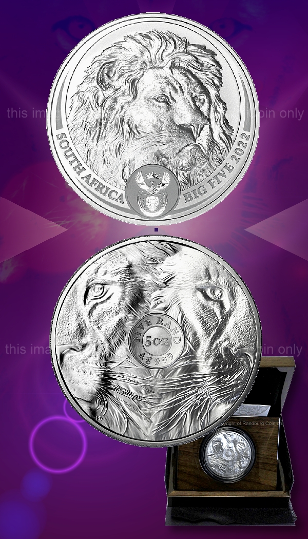 2022 5oz R5 Silver Brilliant Uncirculated Coin Lion Series II