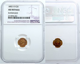 1852 Gold 1 Dollar AU Details