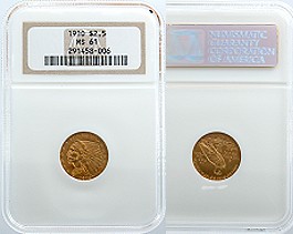 1910 Gold 2.5 Dollar MS61