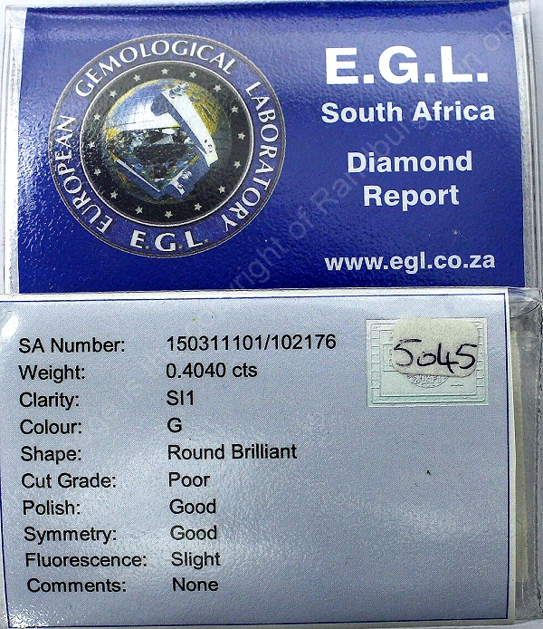 EGL Diamonds Round Brilliant 0.4040ct no5045