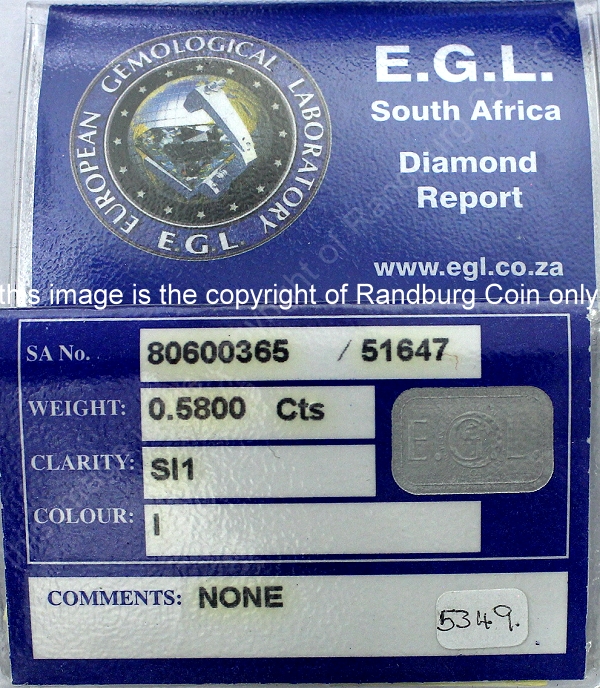 EGL Diamonds Round Brilliant 0.5800ct no51647