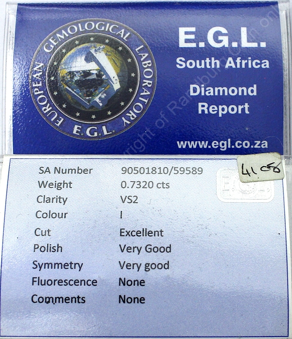 EGL Diamonds Round Brilliant 0.7320ct no4108