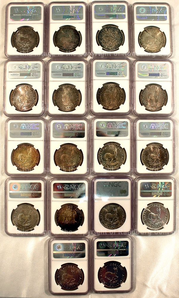 1947 to 1964 Silver South African Graded Crown Proof Like Set rev