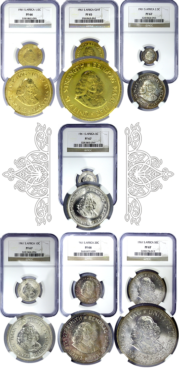 1961 South African Short Proof Set First Decimal Series