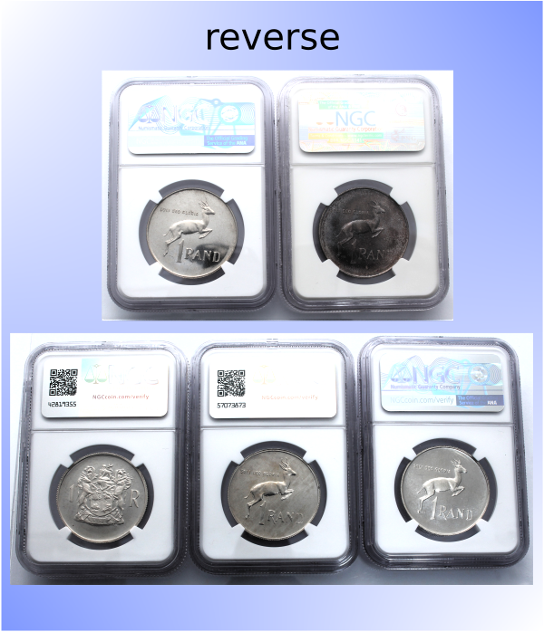 1965 to 1969 Silver 1Rand Alternate Language RSA Coins rev