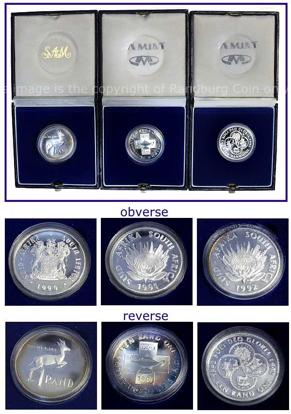 1990 1991 1992 Silver R1 Protea II Decimal Series 