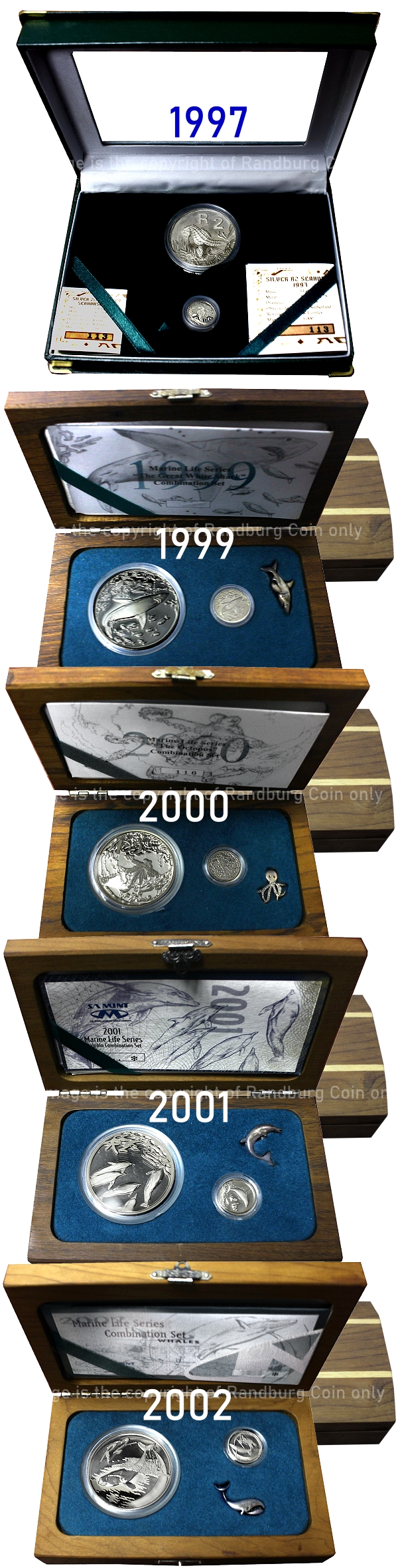 1997 1999 2000 2001 2002 Silver Combination Sets