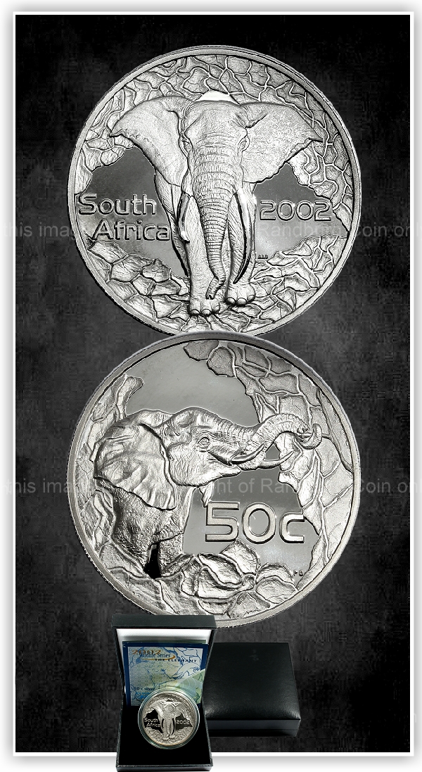 2002 2oz 50c Sterling Silver Wildlife Series The Elephant