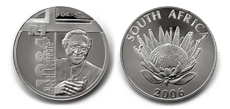 2006 Protea Silver Proof R1 Coin Tutu Nobel Prize winner coin