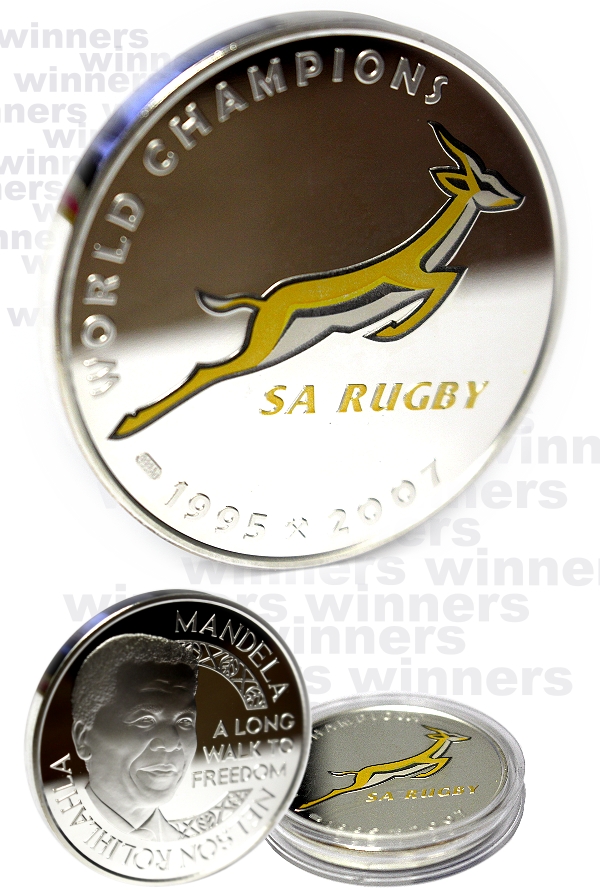 2007 2 oz Sterling Silver Proof S A Rugby Medallion