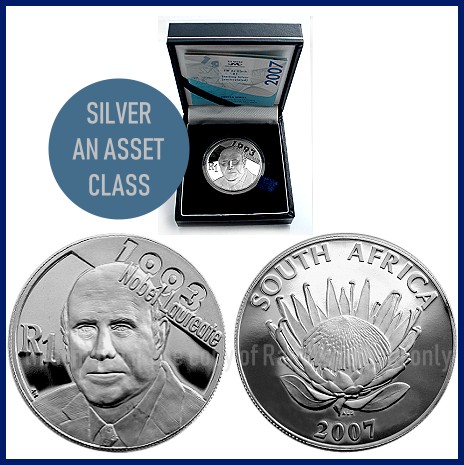 2007 Sterling Silver R1 Proof De Klerk Coin