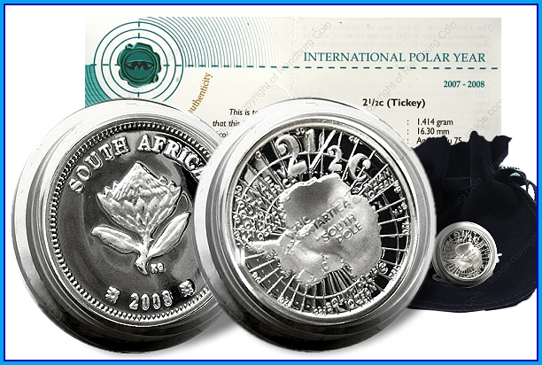 2008 Silver Proof 2.5c Tickey International Polar Year