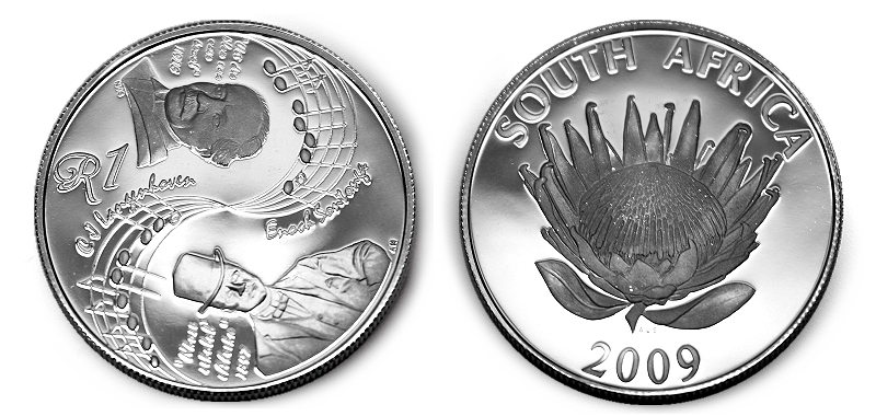 2009 Protea Silver Proof R1 Coin National Anthem coin