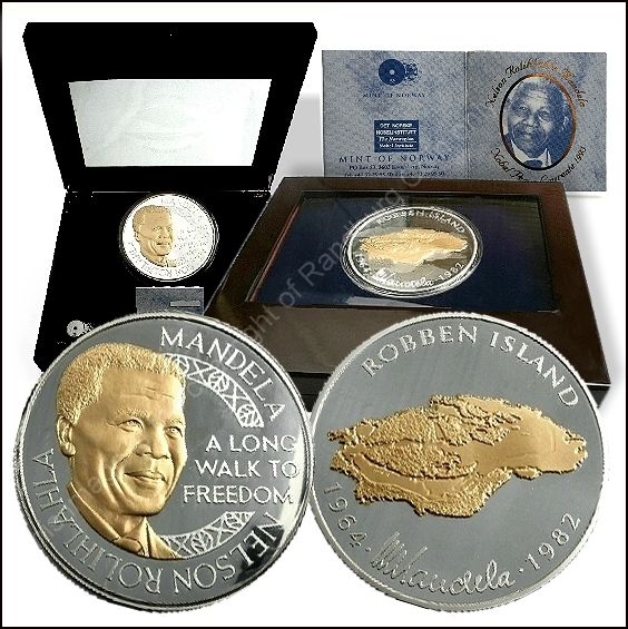 2010 Fine Silver 1 Kg Medallion Mandela Robben Island aa