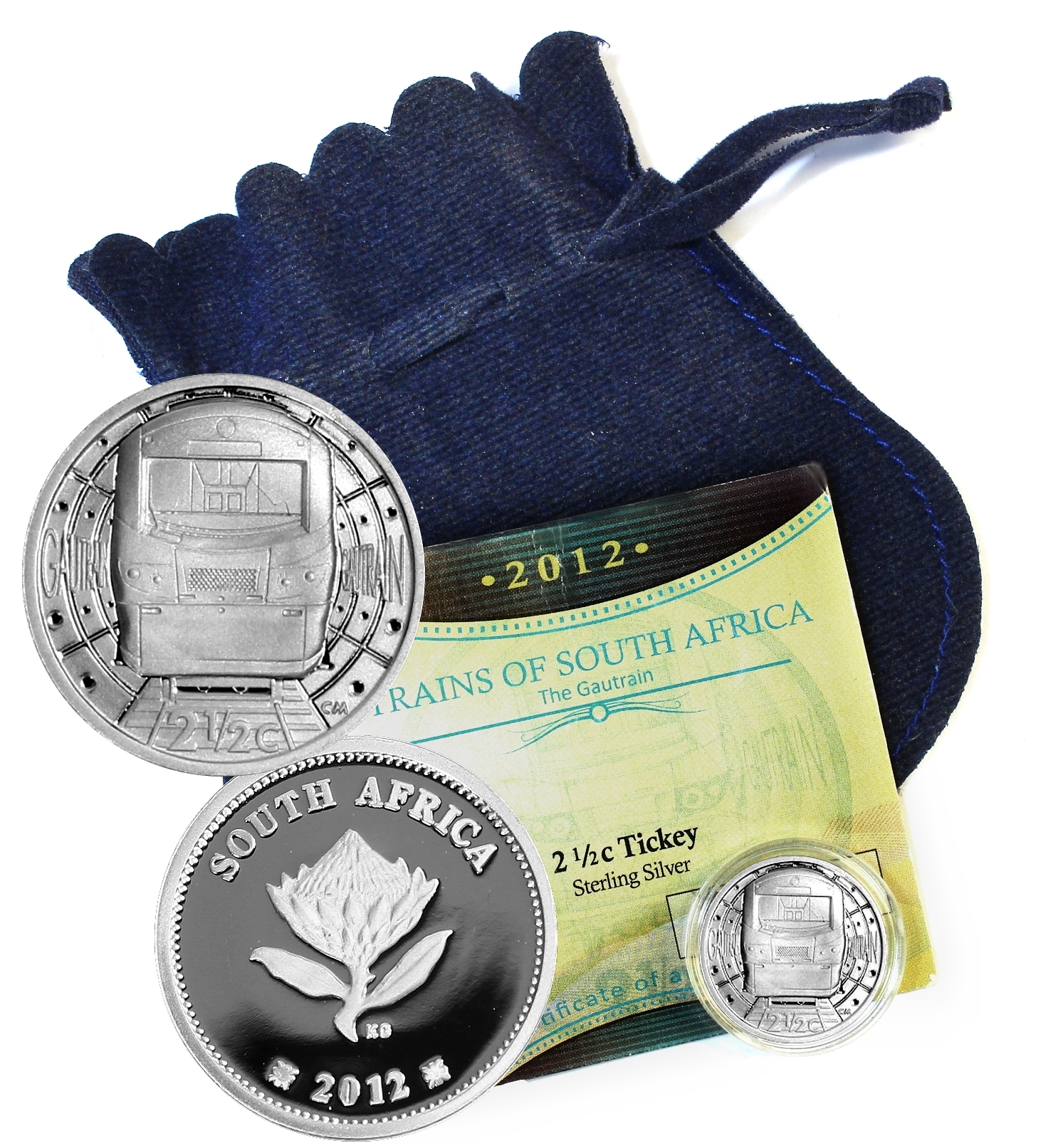 2012 Gautrain 2.5 Tickey Sterling Silver Coin Series aa