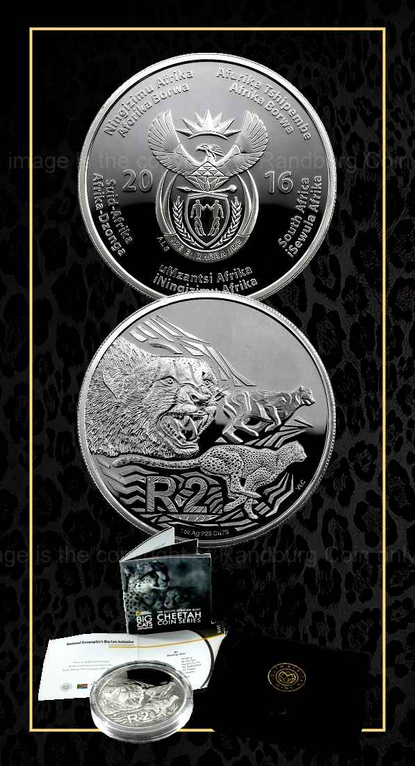 2016 R2 1oz Sterling Silver Nat Geographic Big Cats Initiative Cheetah Series