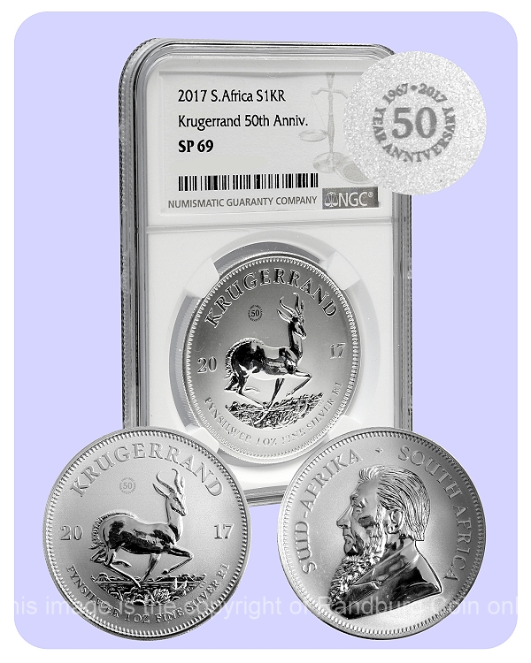 2017 1oz Fine Silver Krugerrand Graded SP69 Slabbed