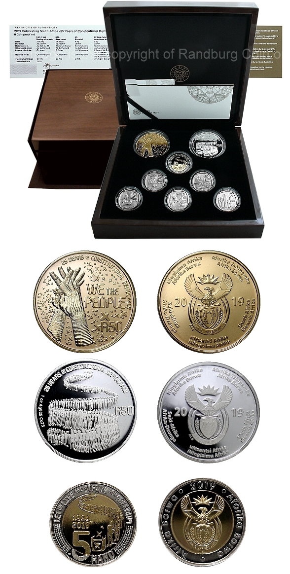 2019 Celebrating South Africa 25Yrs Constitution Democracy 8 Coin Set aaaa