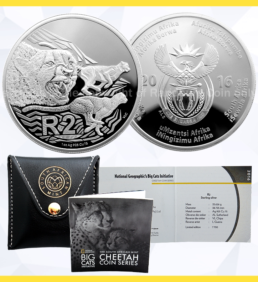 2019 Silver Proof R2 Cheetah National Geographic Big Cat Initiative