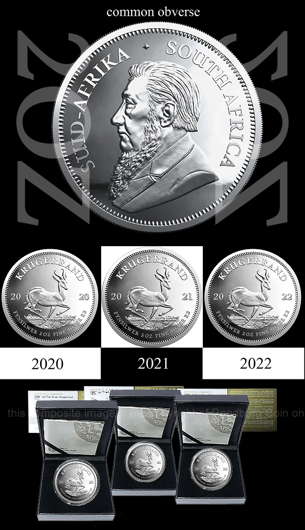 2020 2021 2022 2oz Fine Silver Proof Krugerrands