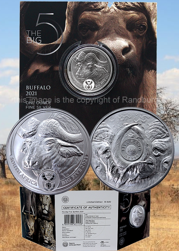 2021 R5 1oz Fine Silver Brilliant Uncirculated Big Five Buffalo