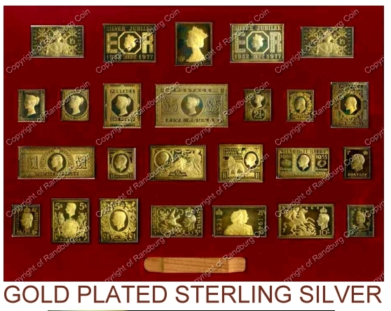 Queens Silver Jubilee Gld Plate Stamps of Royalty rev aa