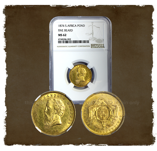 1874 Gold ZAR Burgers Ponde Fine Beard Graded