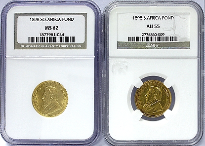 1898 Gold ZAR Ponde MS62 AU55