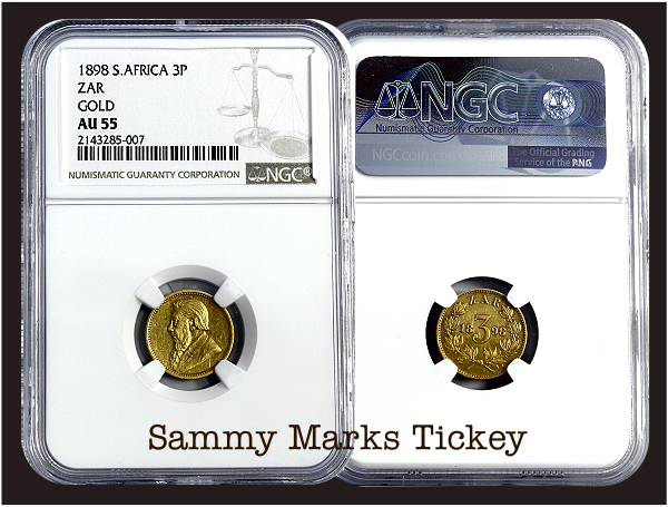 1898 ZAR Sammy Marks Tickey NGC Grade AU55