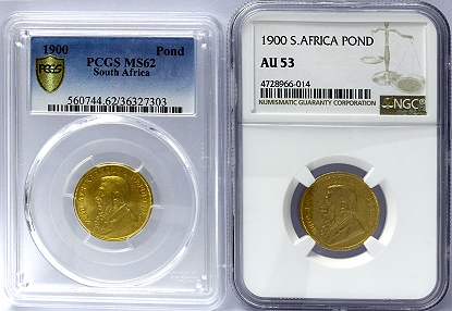 1900 Gold ZAR Ponde MS62 AU53