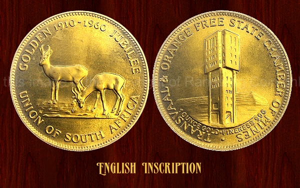 1910 to 1960 1oz Gold Chamber of Mines Golden Jubilee Medallions ...