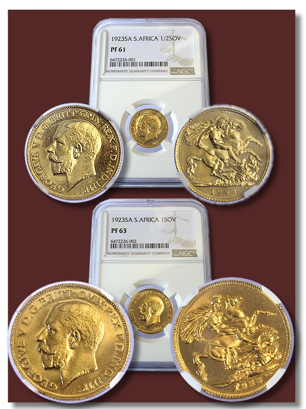 1923 Union Half Sovereign PF61 and 1 Sovereign PF63 Set