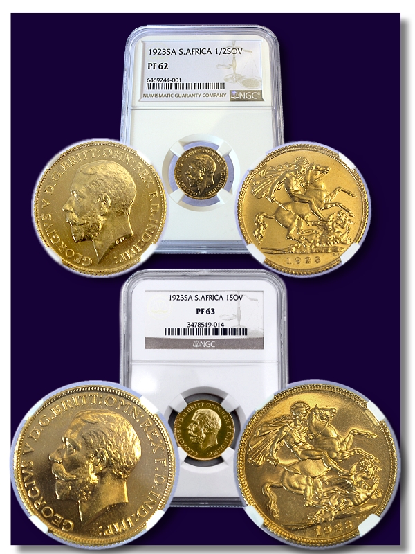 1923 Union Half Sovereign PF62 and 1 Sovereign PF63 Set